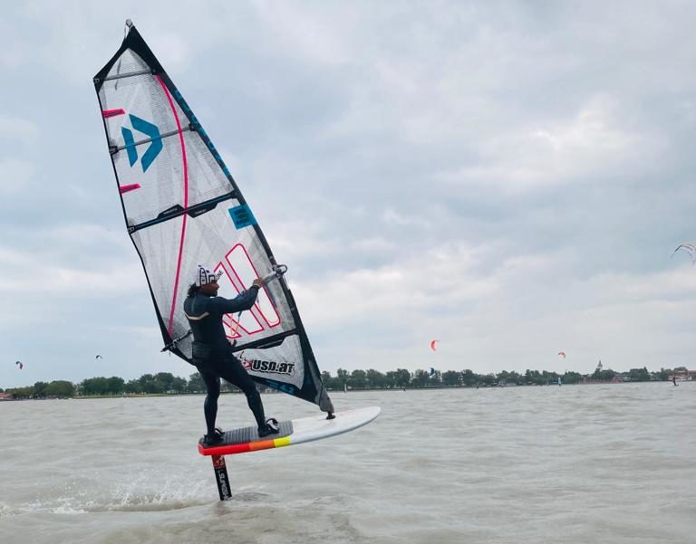 Sri Lankan waterman Upul De Silva Foil Windsurfing