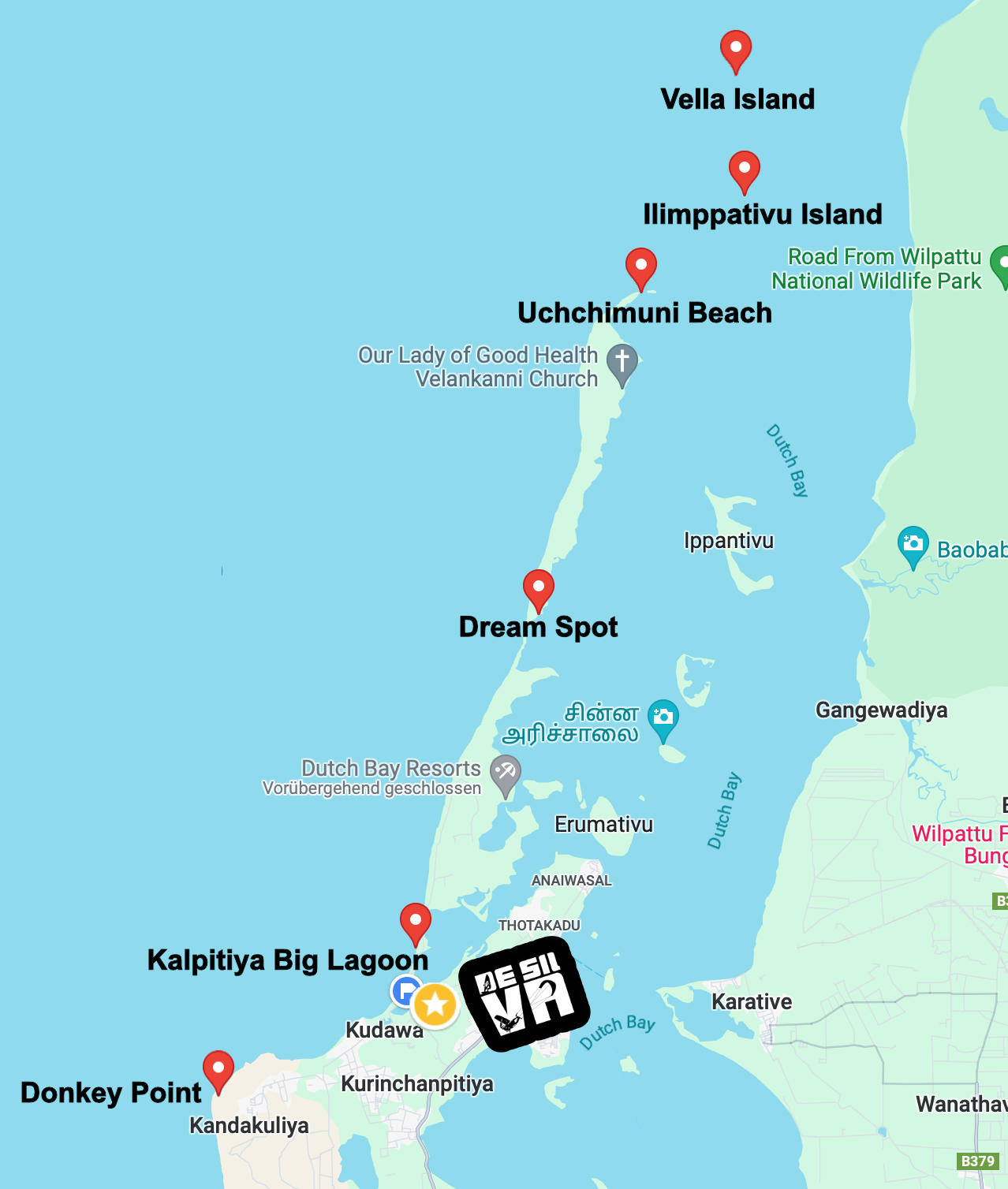 Spot guide for downwinders in Sri Lanka