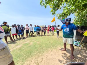 Kitesurfing Fun Race 2026 riders receive a race briefing in Kalpitiya
